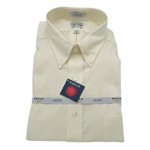 Eagle Shirtmakers Mens 18 36/37 Reg Fit Non-Iron Cotton‎ Dress Shirt Corn Silk